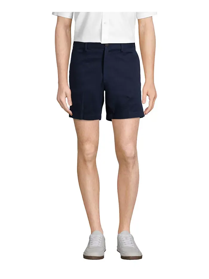 Мужские немнущиеся шорты-чинос Comfort Waist Plain Front длиной 6" Lands' End