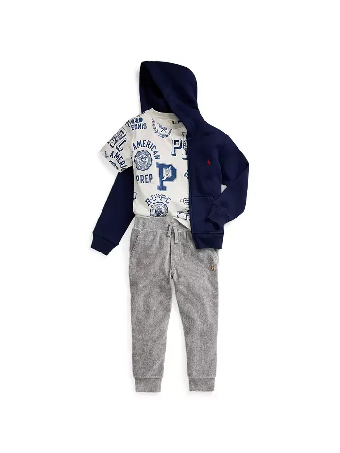 Детская и мальчиковая худи из хлопкового флиса Polo Ralph Lauren — изображение 4 из 6, темно-синий