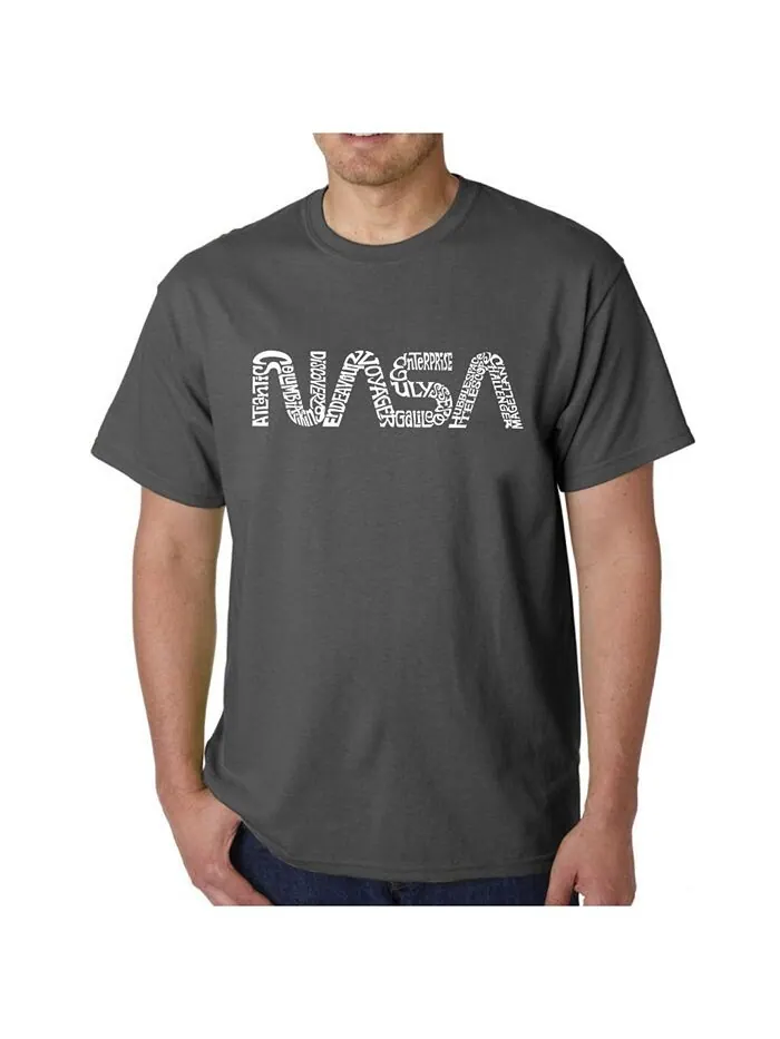 Мужская футболка с рисунком Word Art — Worm Nasa LA Pop Art — серый