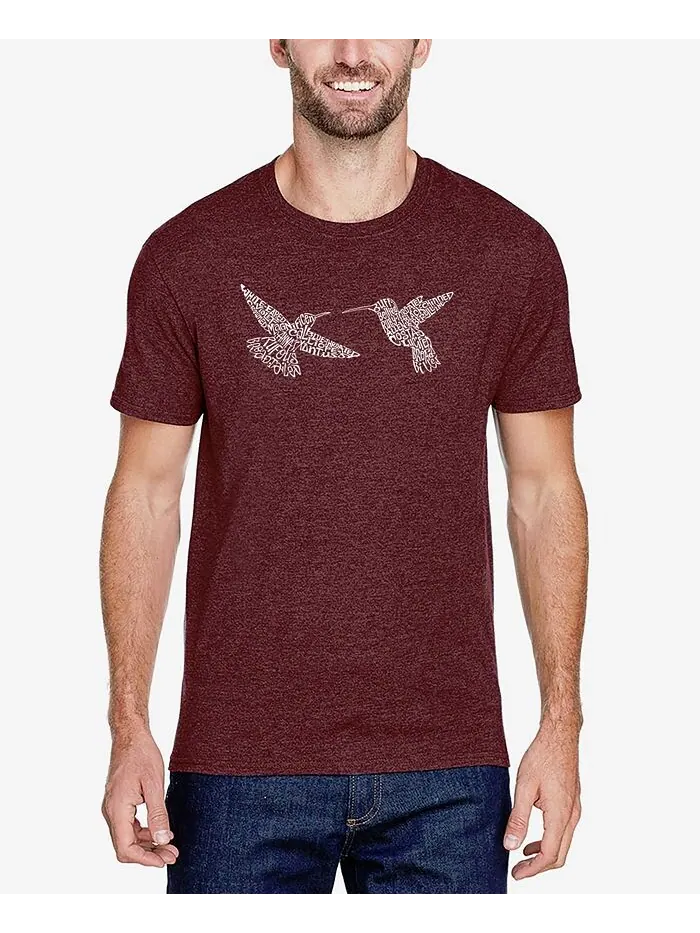 Мужская футболка Hummingbirds Premium Blend Word Art LA Pop Art — изображение 1 из 4, бордовый