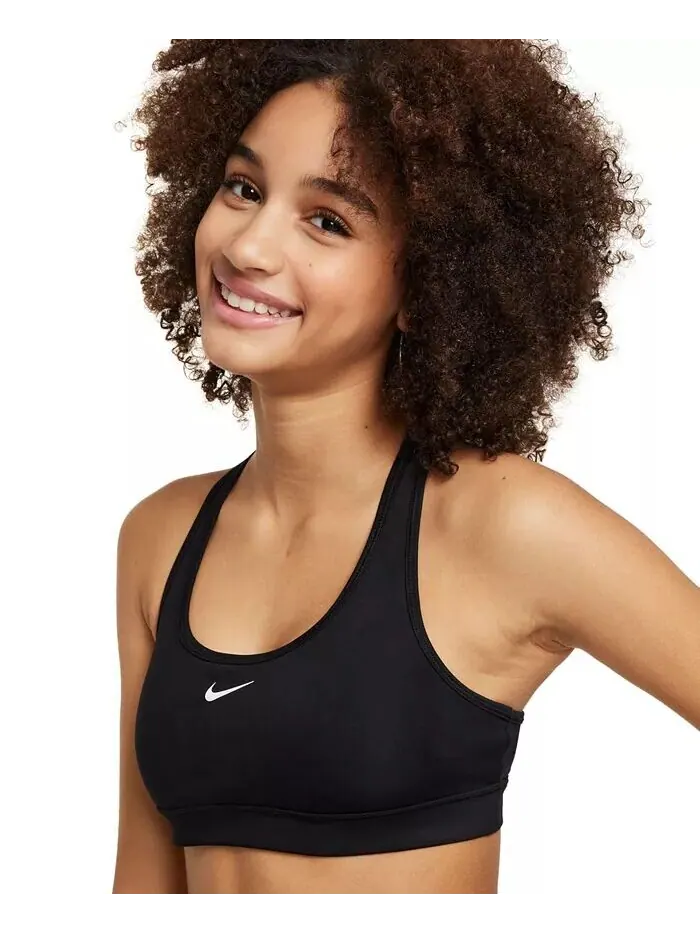 Спортивный бюстгальтер с галочкой для больших девочек Nike — изображение 3 из 3, белый/платиновый