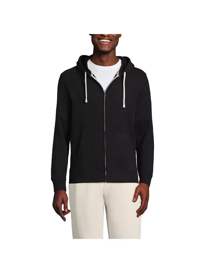 Мужская худи с длинным рукавом Serious Sweats на молнии Lands' End — изображение 1 из 3, черный