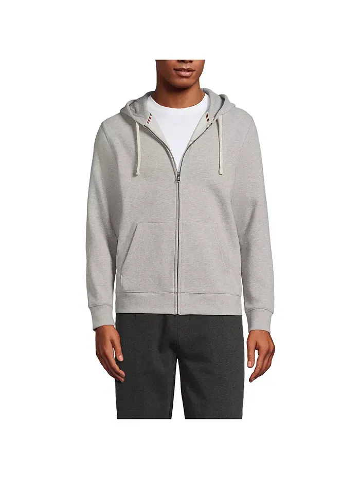 Мужская худи с длинным рукавом Serious Sweats на молнии Lands' End — изображение 1 из 3, серый