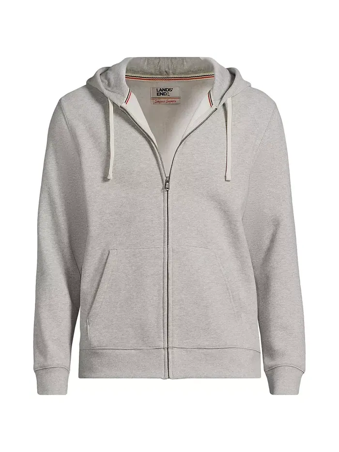 Мужская худи с длинным рукавом Serious Sweats на молнии Lands' End — изображение 3 из 3, серый