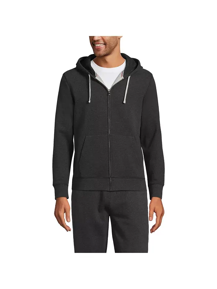 Мужская худи с длинным рукавом Serious Sweats на молнии Lands' End — изображение 1 из 3, темный темно-серый