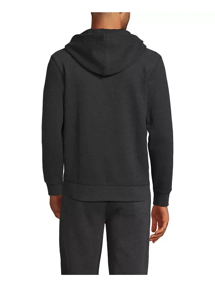 Мужская худи с длинным рукавом Serious Sweats на молнии Lands' End — изображение 2 из 3, темный темно-серый