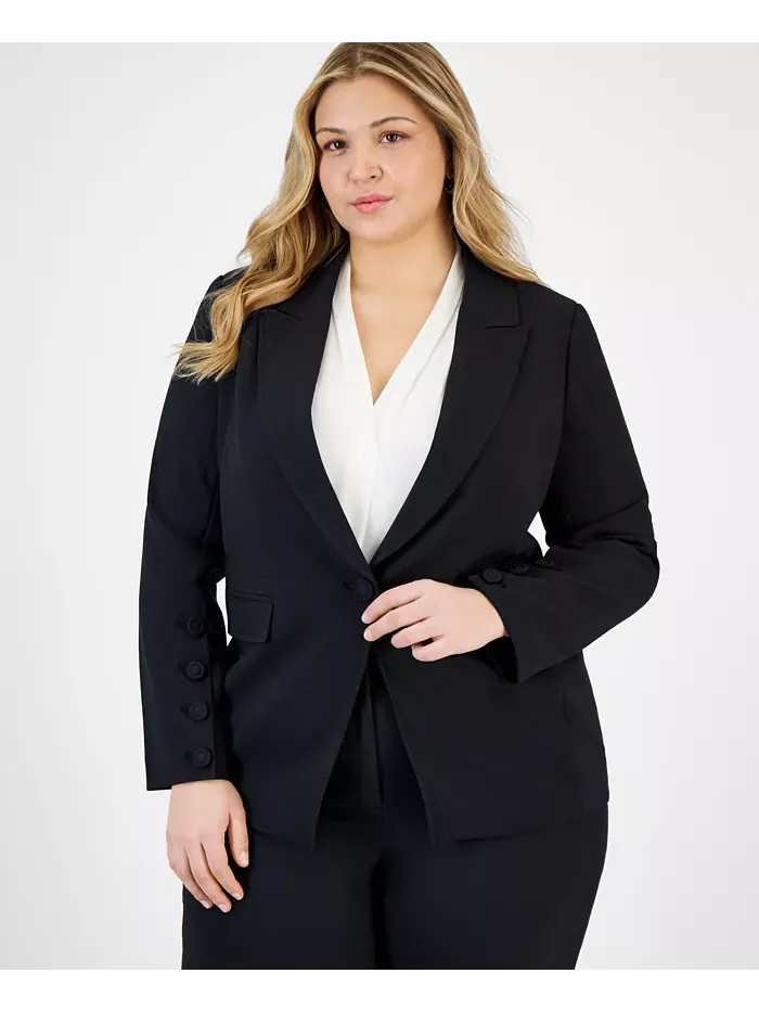 Женский блейзер с длинным рукавом и одной пуговицей Plus Size Tahari ASL