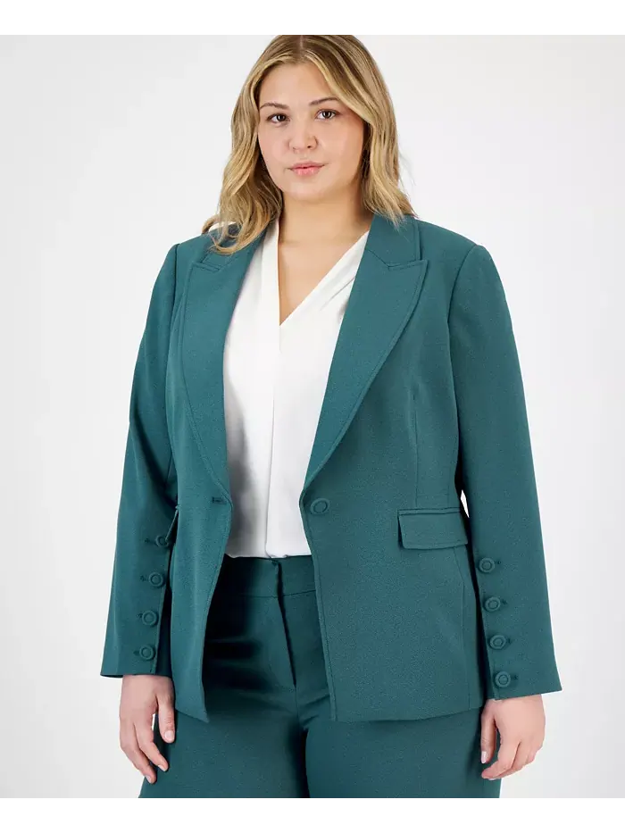Женский блейзер с длинным рукавом и одной пуговицей Plus Size Tahari ASL