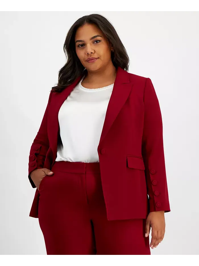 Женский блейзер с длинным рукавом и одной пуговицей Plus Size Tahari ASL