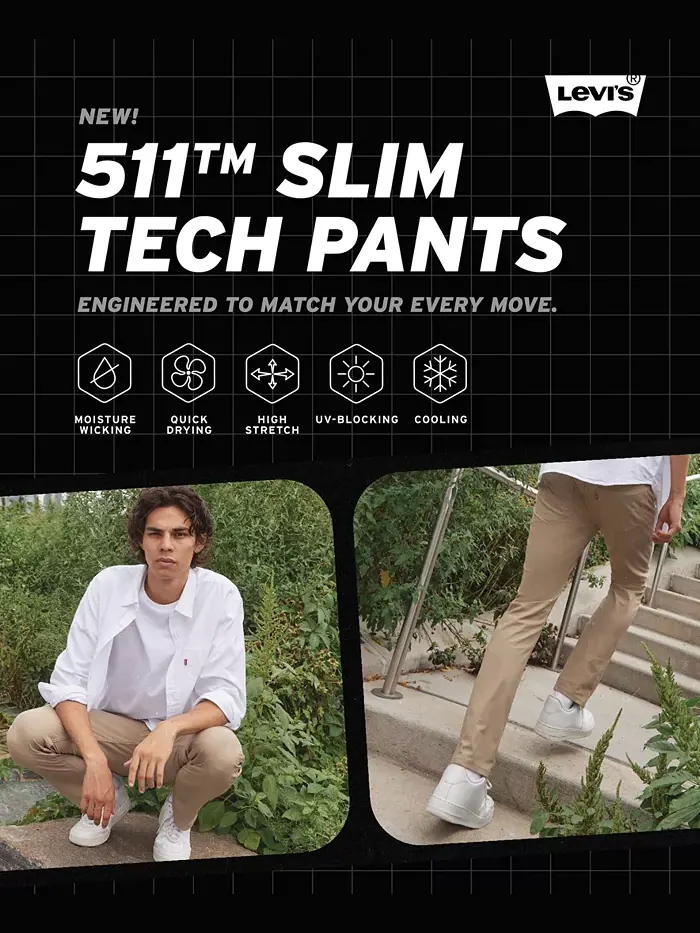 Мужские брюки 511 Slim-Fit Flex-Tech Levi's — изображение 4 из 4, коричневый
