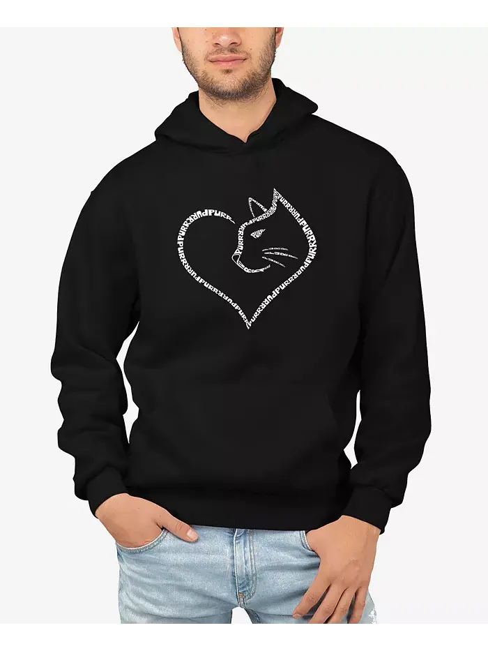 Мужская худи с принтом "Cat Heart Word Art" LA Pop Art — изображение 1 из 5, черный