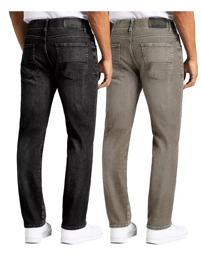 Мужские джинсы Flex Stretch Slim Straight, 2 шт Blu Rock — изображение 2 из 7, черный серый