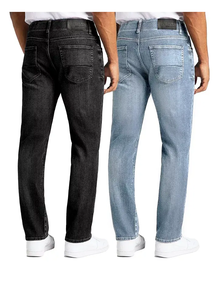 Мужские джинсы Flex Stretch Slim Straight, 2 шт Blu Rock — изображение 2 из 7, черный светлый синий
