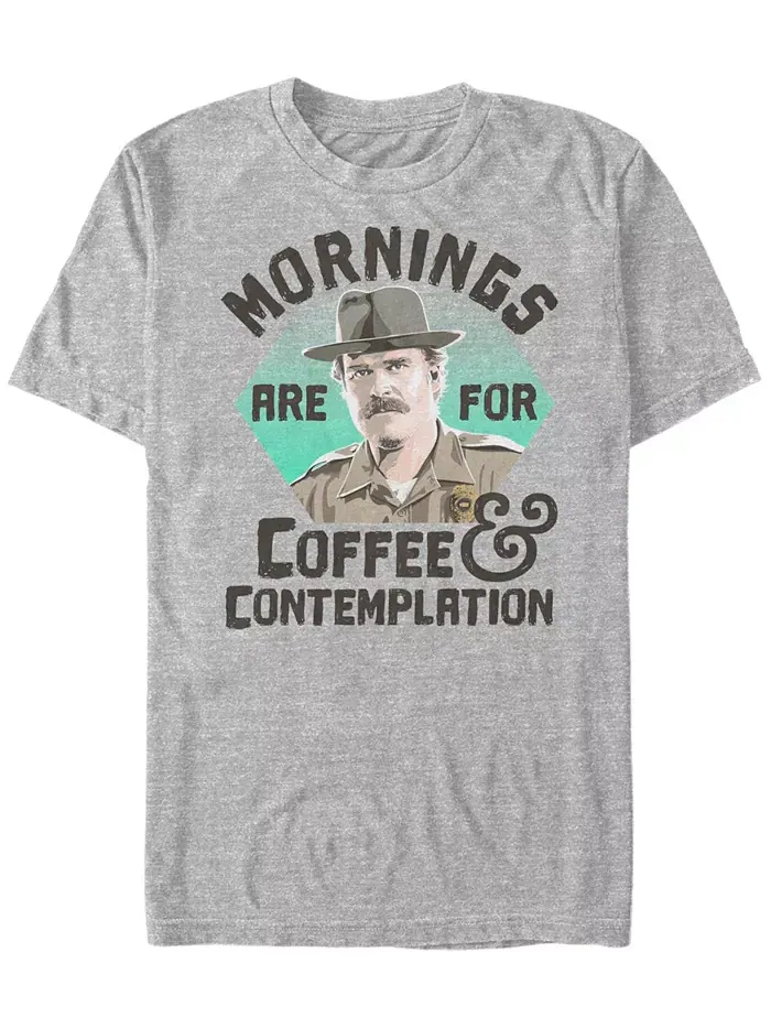 Мужская футболка с коротким рукавом Stranger Things Hopper Coffee Morning Fifth Sun — изображение 1 из 1, приглушенный