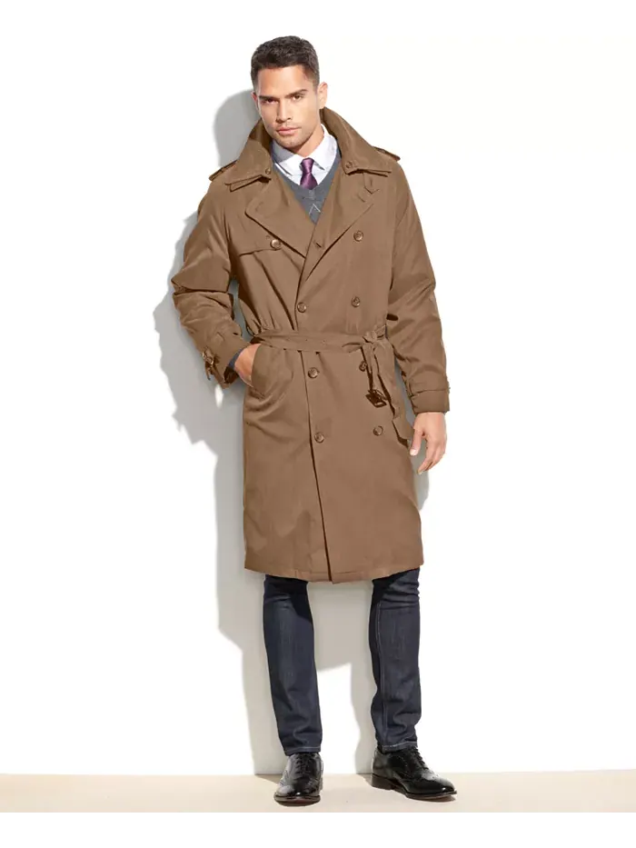 Мужской классический плащ с поясом Iconic Belted Trench Raincoat London Fog
