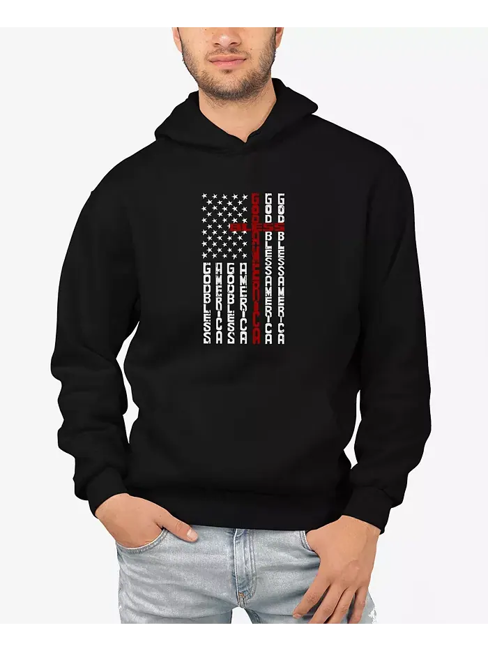 Мужская худи с принтом "Cross Flag Word Art" LA Pop Art — изображение 1 из 3, черный