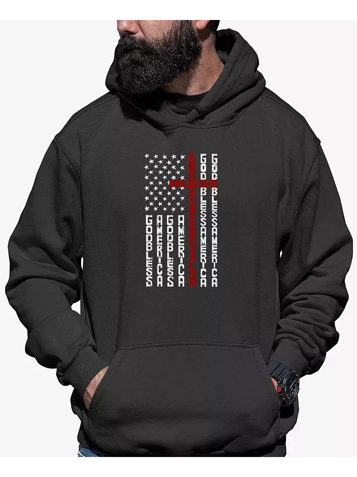 Мужская худи с принтом "Cross Flag Word Art" LA Pop Art — изображение 1 из 2, темный серый