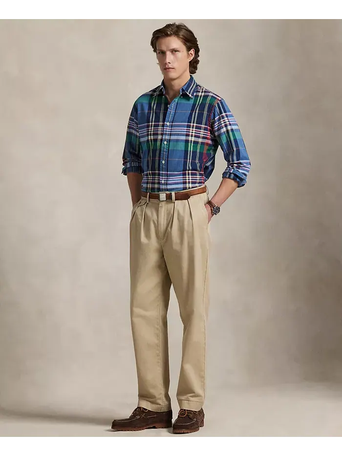 Мужская классическая клетчатая рубашка Оксфорд Polo Ralph Lauren — изображение 2 из 5, синий красный мульти