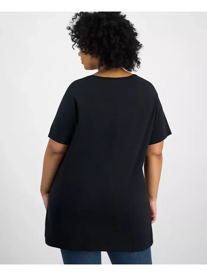 Модная хлопковая футболка с рисунком Этты Джеймс больших размеров Hybrid Apparel — изображение 4 из 4, черный