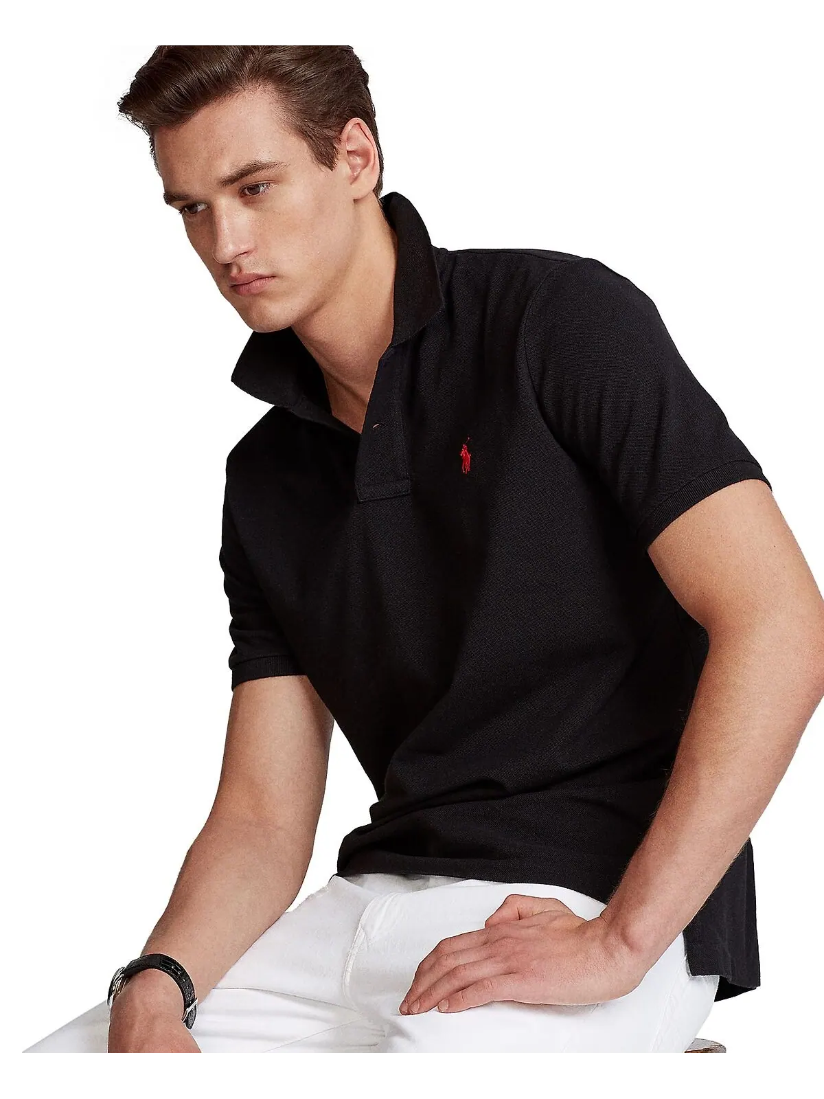 Мужская футболка-поло классического кроя из сетчатой ​​ткани Polo Ralph Lauren — изображение 4 из 6, черный