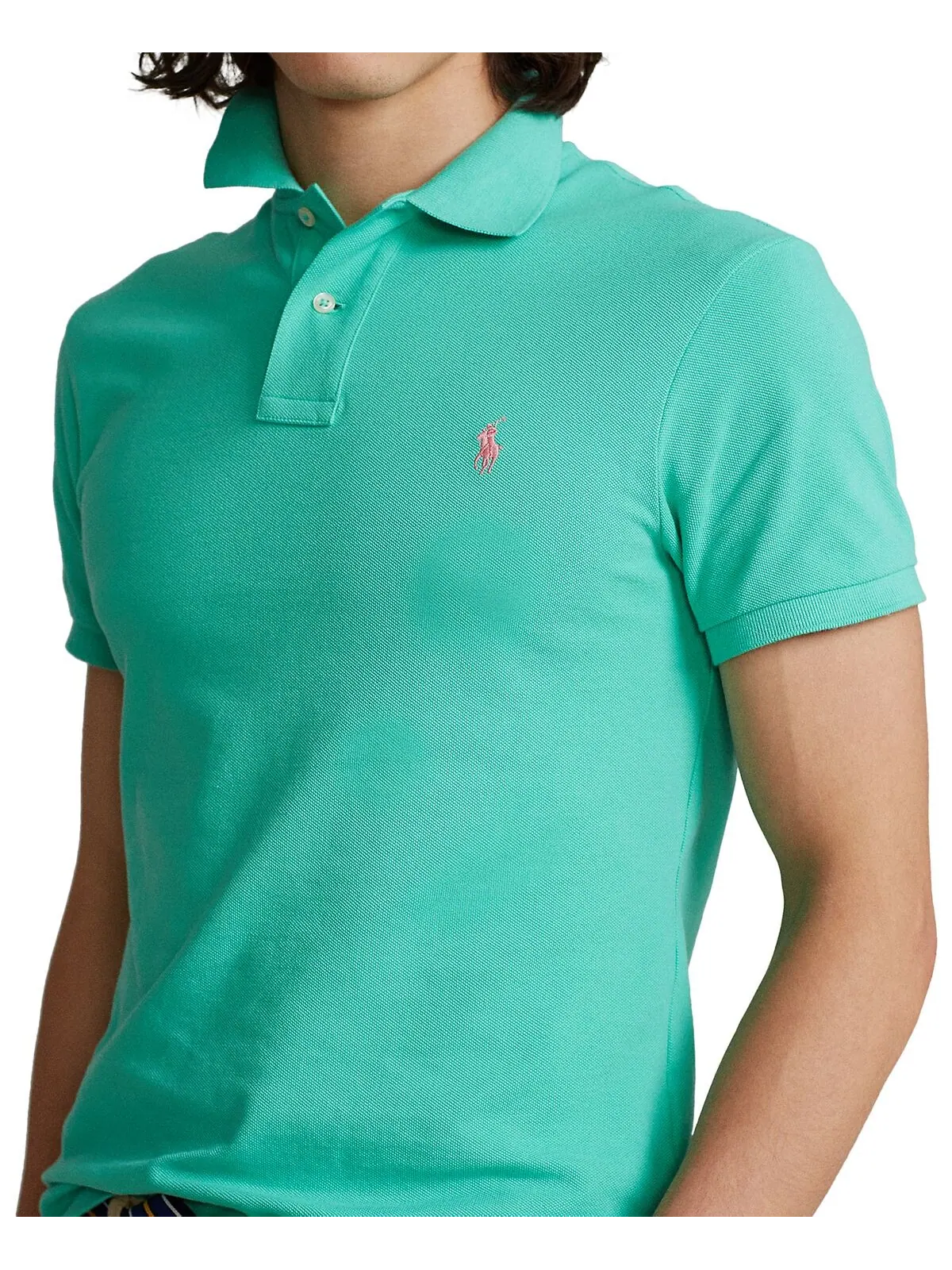 Мужская футболка-поло классического кроя из сетчатой ​​ткани Polo Ralph Lauren — изображение 3 из 5, зеленый
