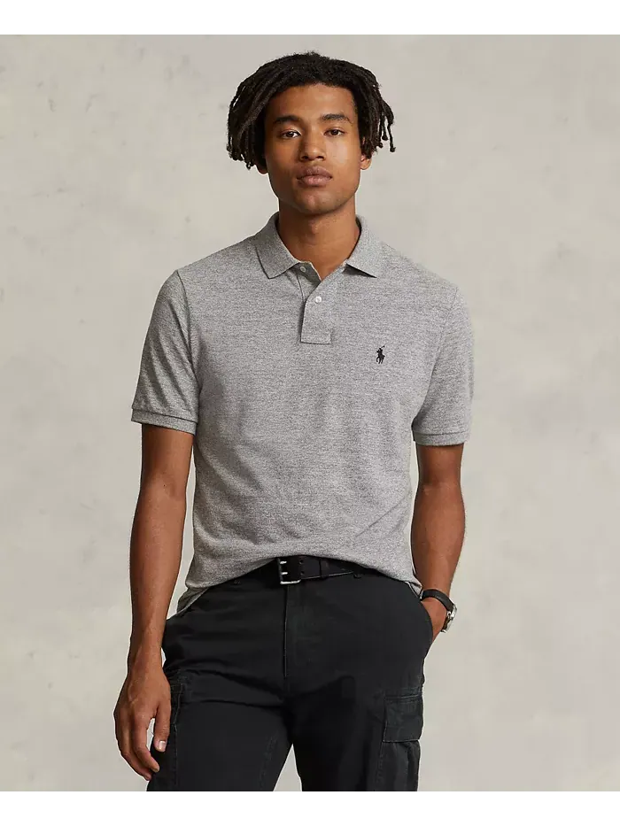 Мужская классическая поло с сетчатой тканью Polo Ralph Lauren — изображение 1 из 4, серый