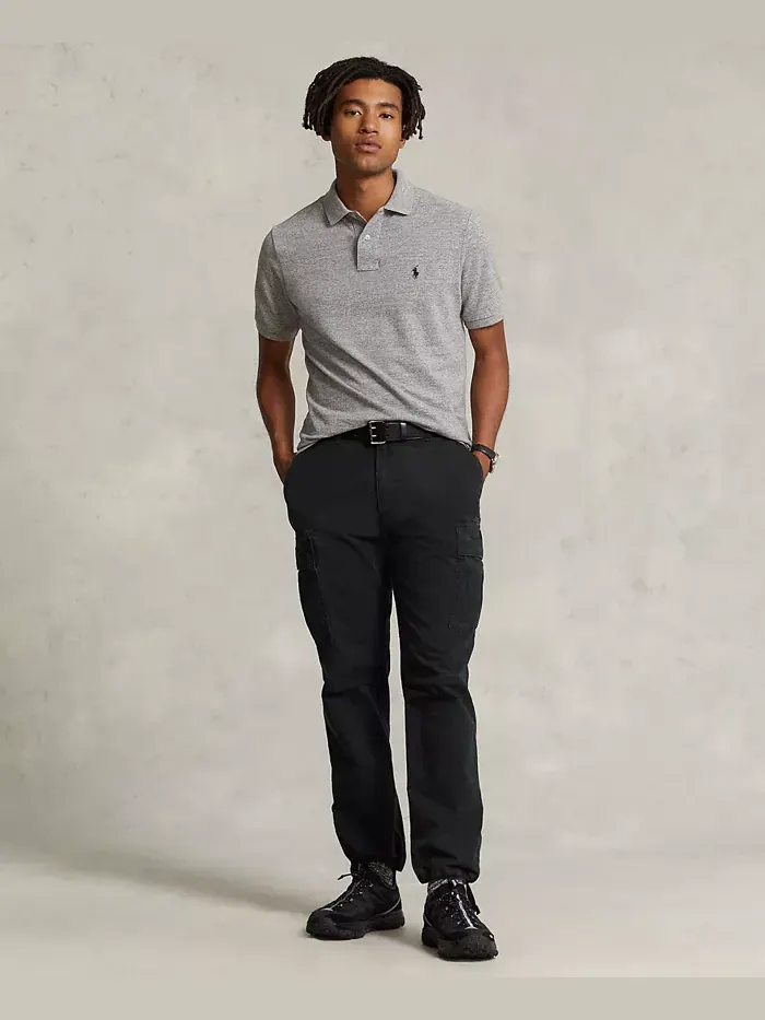 Мужская классическая поло с сетчатой тканью Polo Ralph Lauren — изображение 2 из 4, серый