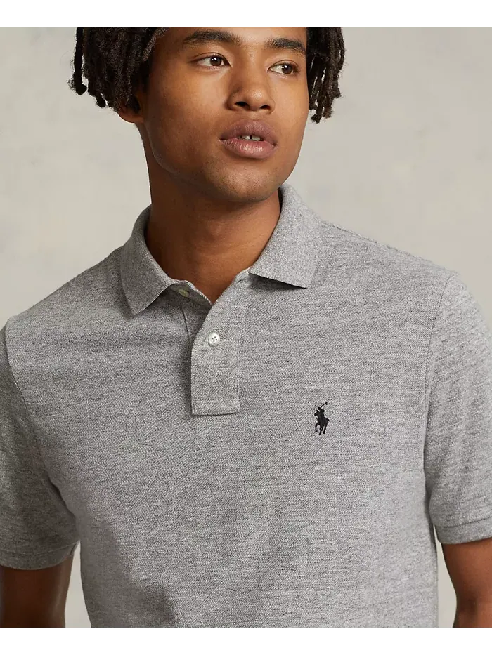 Мужская классическая поло с сетчатой тканью Polo Ralph Lauren — изображение 3 из 4, серый