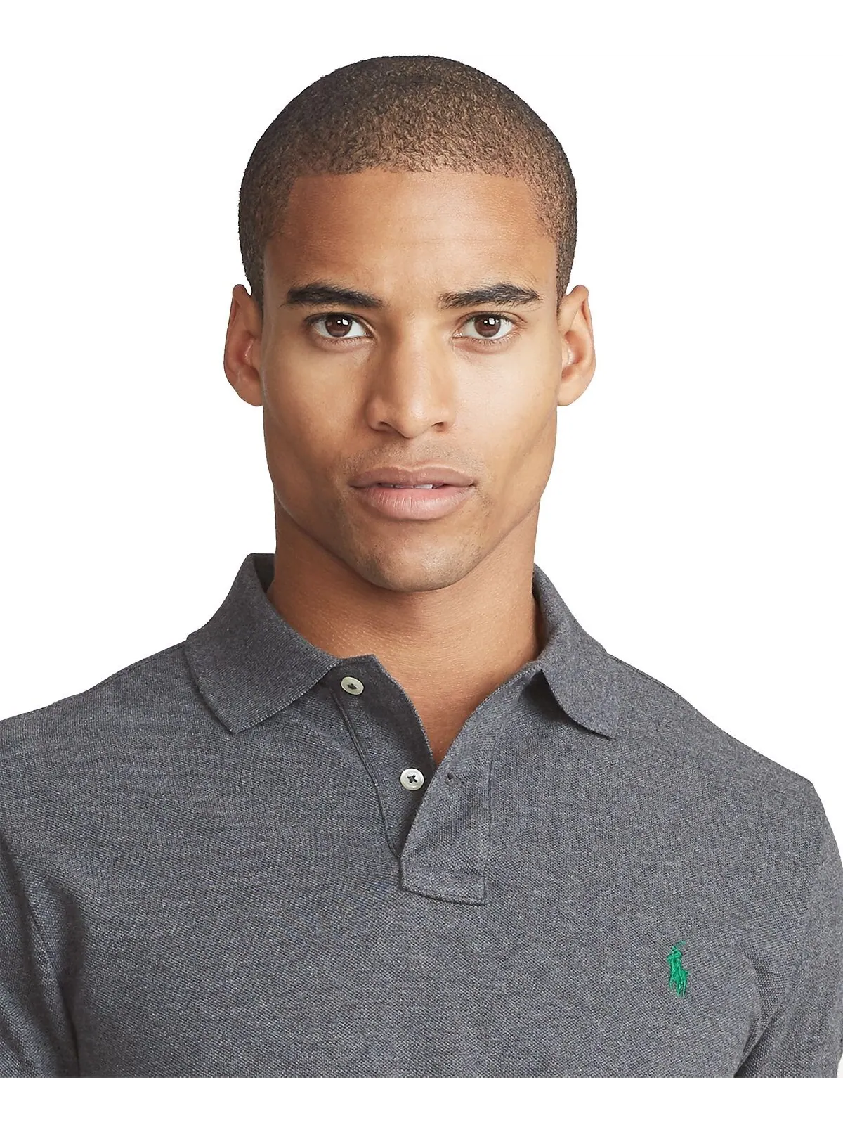 Мужская футболка-поло классического кроя из сетчатой ​​ткани Polo Ralph Lauren — изображение 3 из 5, серый