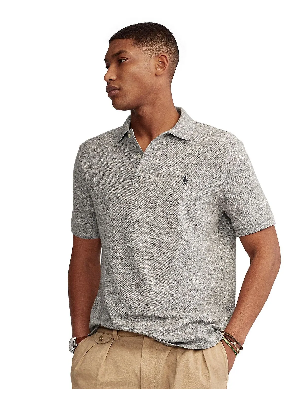 Мужская футболка-поло классического кроя из сетчатой ​​ткани Polo Ralph Lauren — изображение 1 из 5, мульти