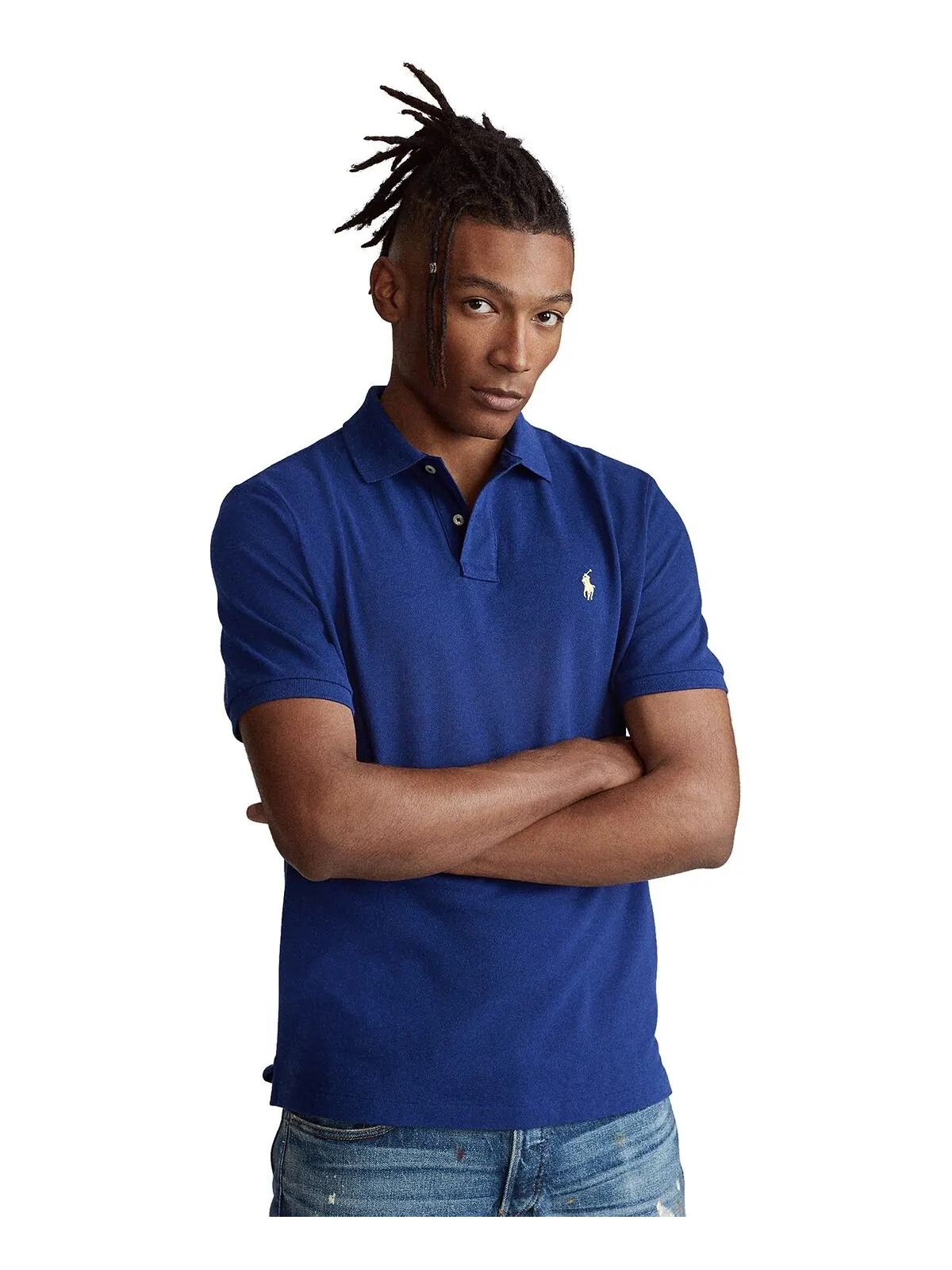 Мужская футболка-поло классического кроя из сетчатой ​​ткани Polo Ralph Lauren — изображение 1 из 5, королевский синий
