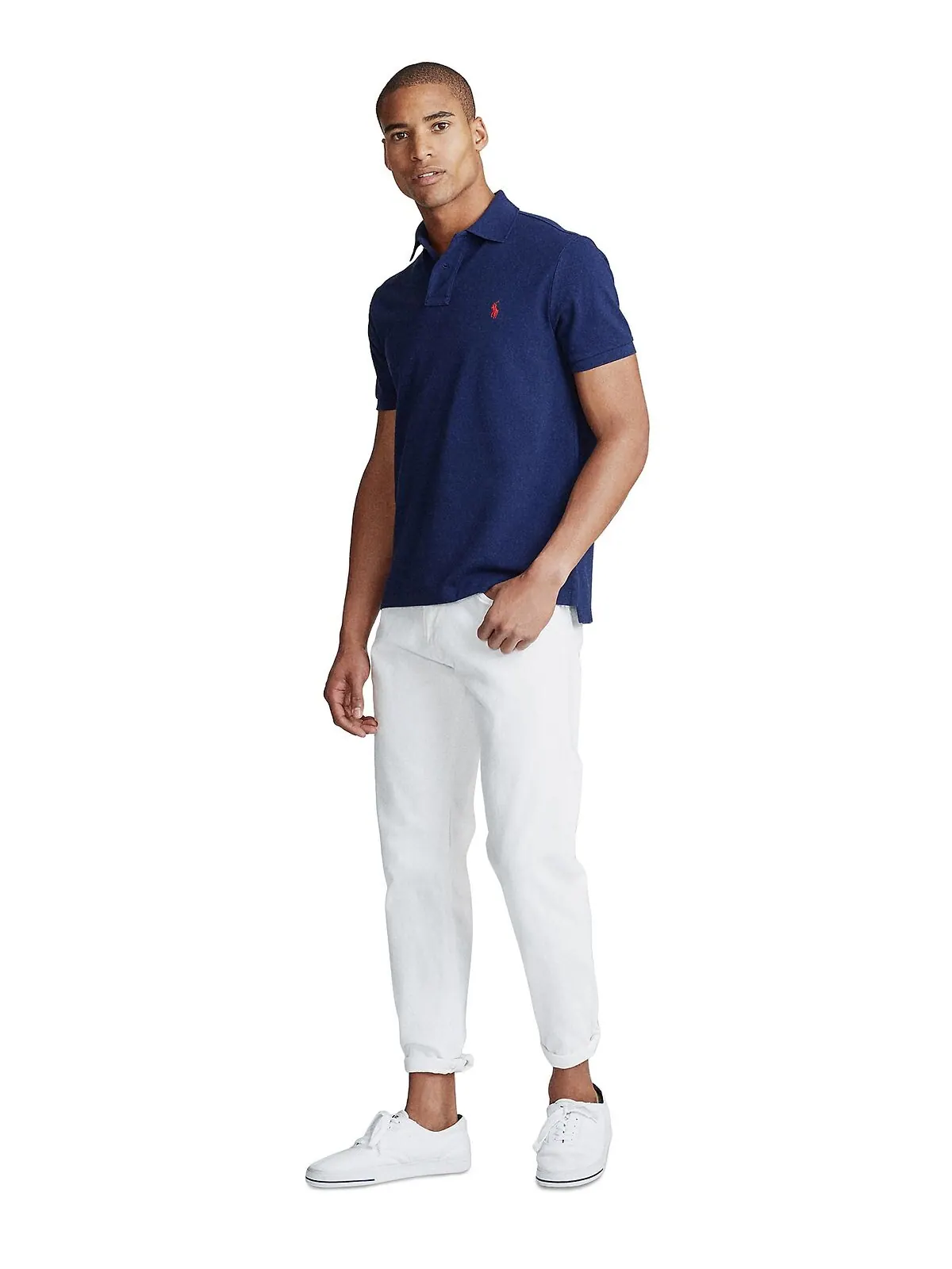 Мужская футболка-поло классического кроя из сетчатой ​​ткани Polo Ralph Lauren — изображение 3 из 4, темно-синий