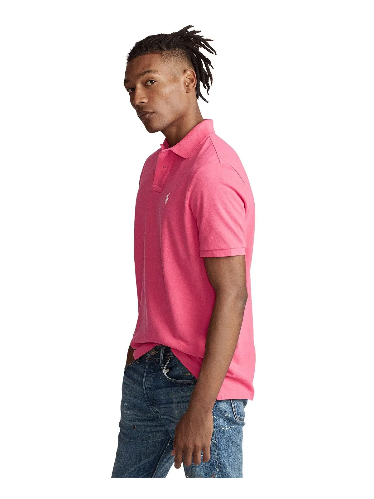 Мужская футболка-поло классического кроя из сетчатой ​​ткани Polo Ralph Lauren — изображение 4 из 5, розовый