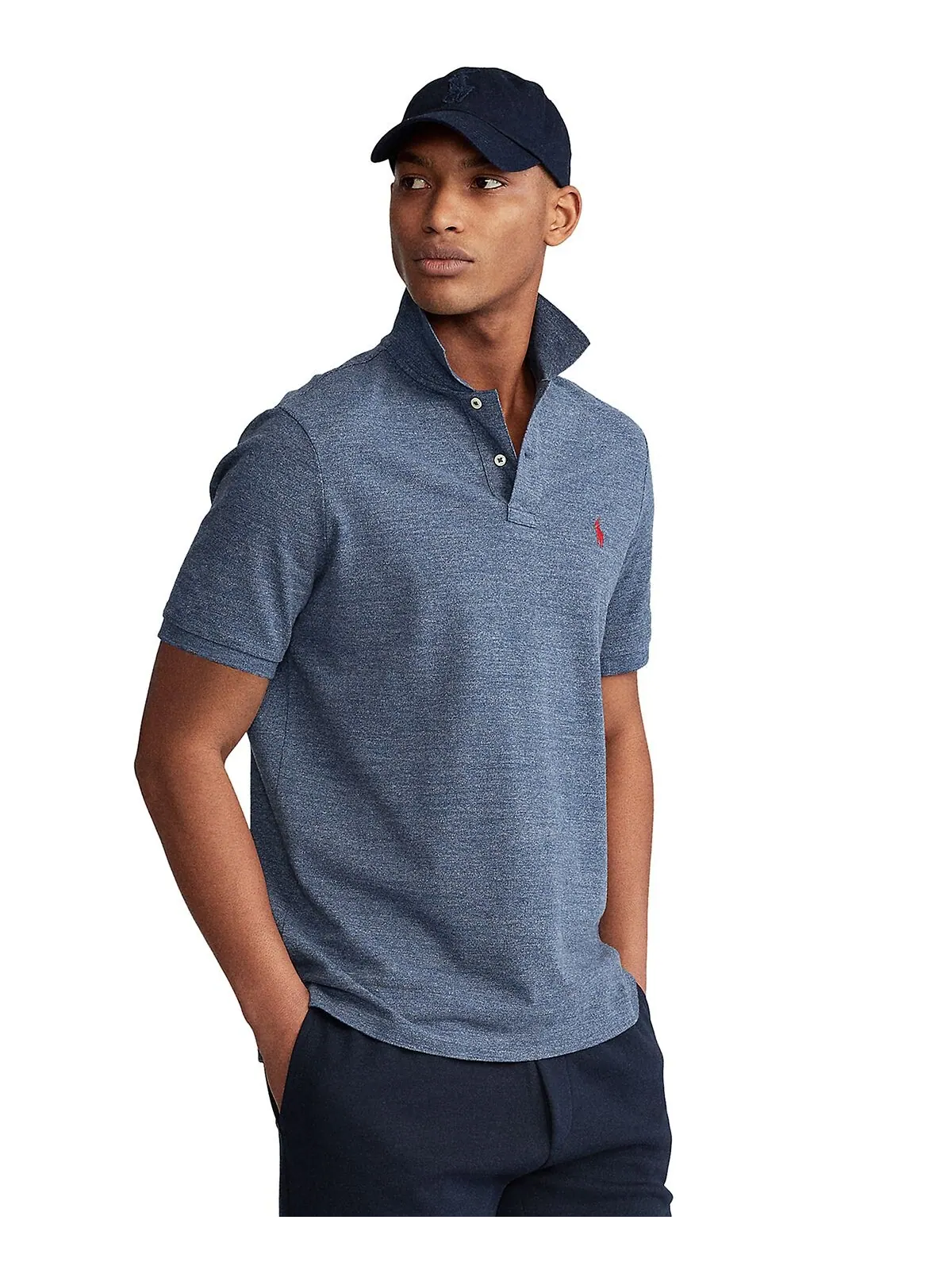 Мужская футболка-поло классического кроя из сетчатой ​​ткани Polo Ralph Lauren — изображение 1 из 5, королевский вереск