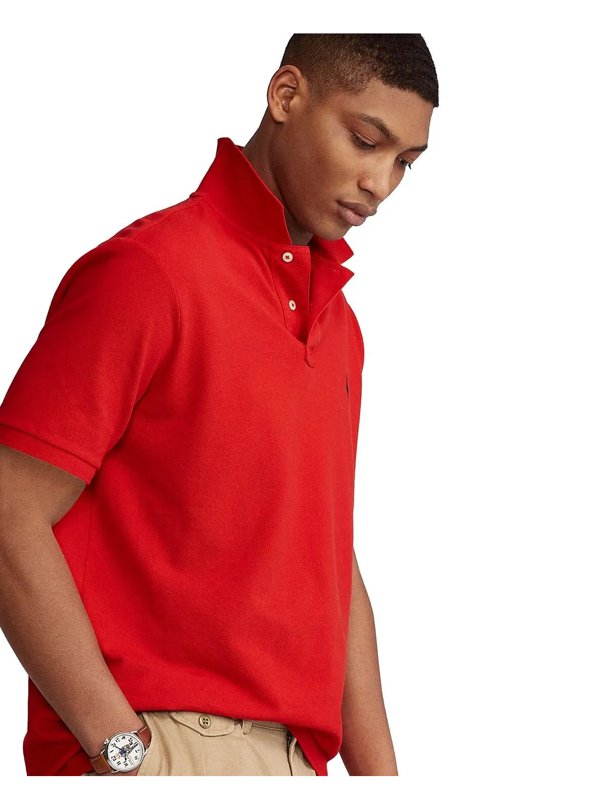 Мужская футболка-поло классического кроя из сетчатой ​​ткани Polo Ralph Lauren — изображение 1 из 4, красный