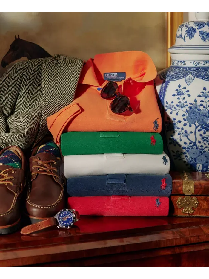 Мужская классическая поло с сетчатой тканью Polo Ralph Lauren — изображение 4 из 8, белый