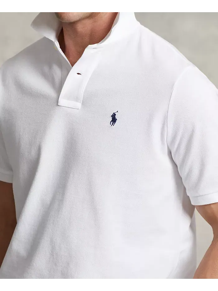 Мужская классическая поло с сетчатой тканью Polo Ralph Lauren — изображение 6 из 8, белый