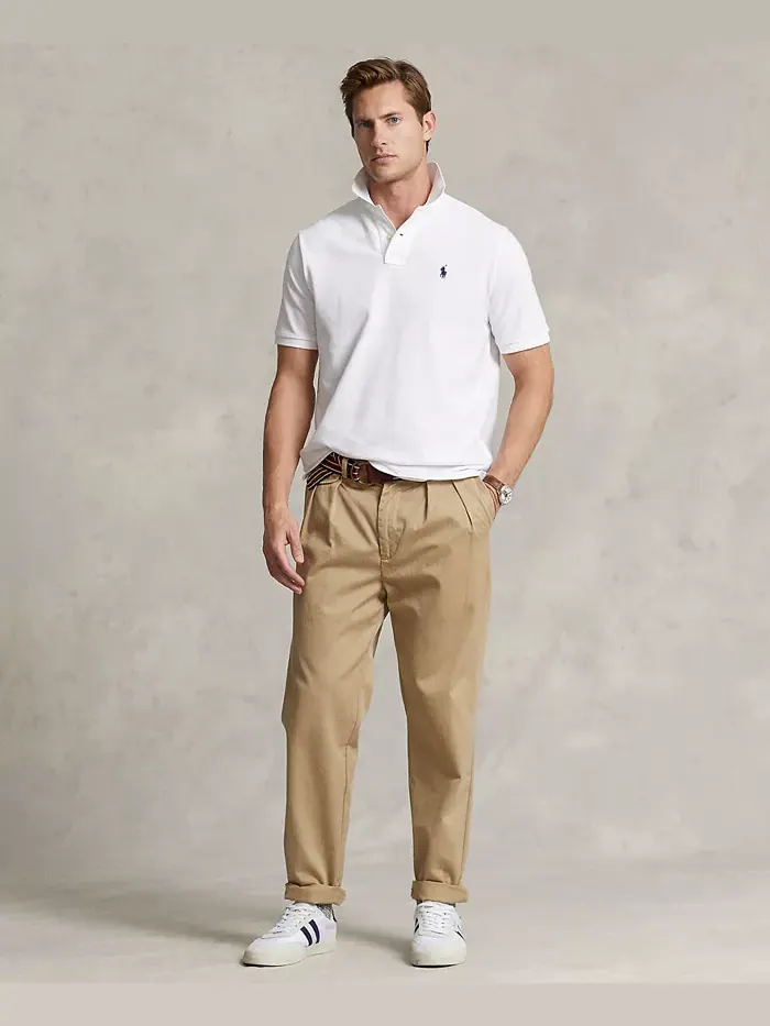 Мужская классическая поло с сетчатой тканью Polo Ralph Lauren — изображение 7 из 8, белый