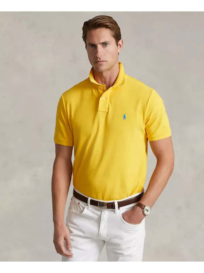 Мужская классическая поло с сетчатой тканью Polo Ralph Lauren — изображение 1 из 4, желтый