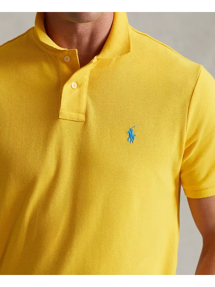 Мужская классическая поло с сетчатой тканью Polo Ralph Lauren — изображение 3 из 4, желтый