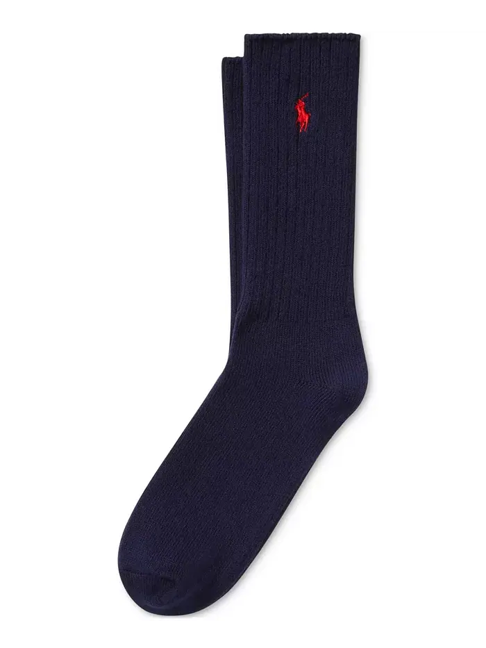Мужские однотонные классические носки Crew Polo Ralph Lauren — изображение 1 из 1, синий