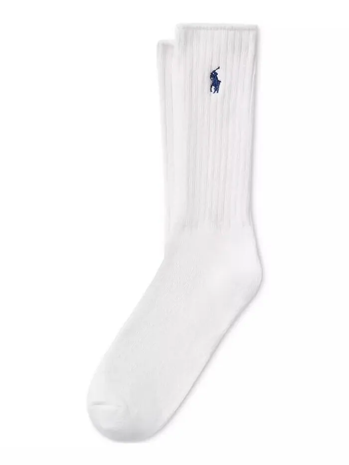 Мужские одинарные классические носки Crew Polo Ralph Lauren — изображение 1 из 1, белый