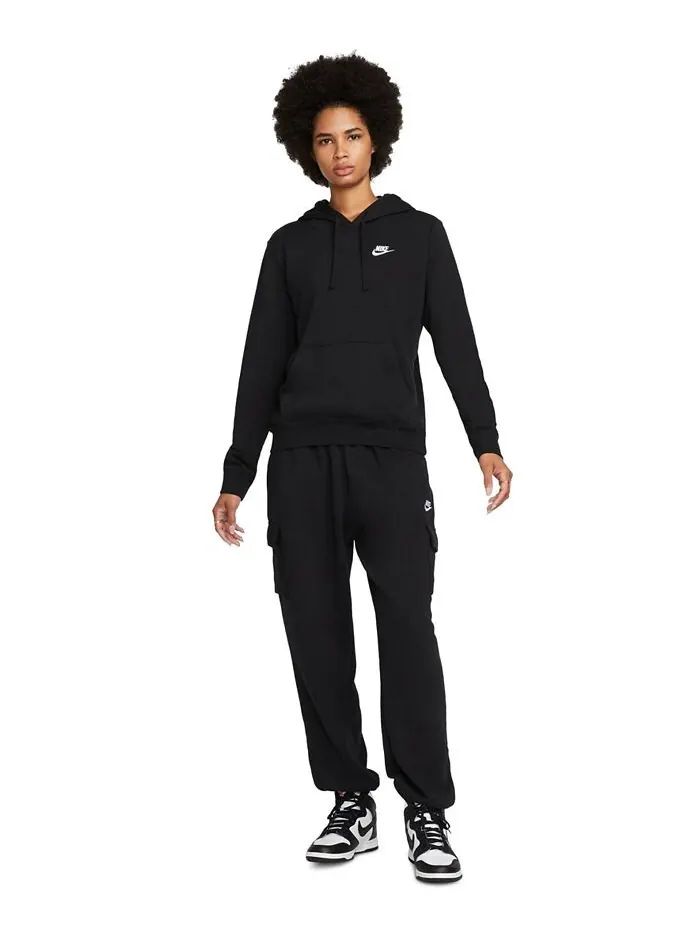 Женский спортивный клубный флисовый пуловер с капюшоном Nike — изображение 4 из 6, черный/белый