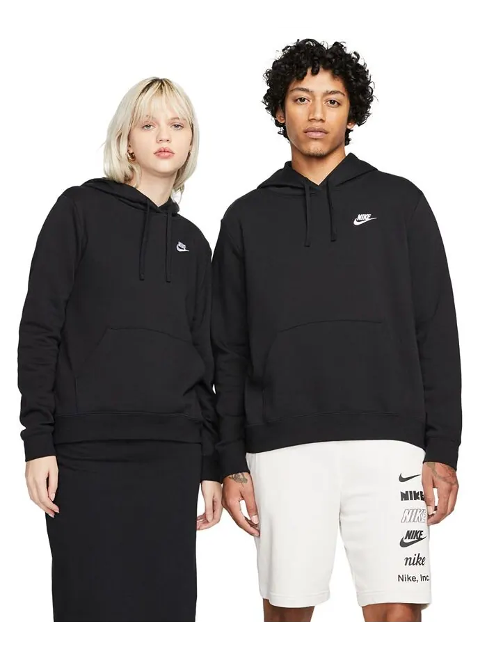 Женский спортивный клубный флисовый пуловер с капюшоном Nike — изображение 5 из 6, черный/белый