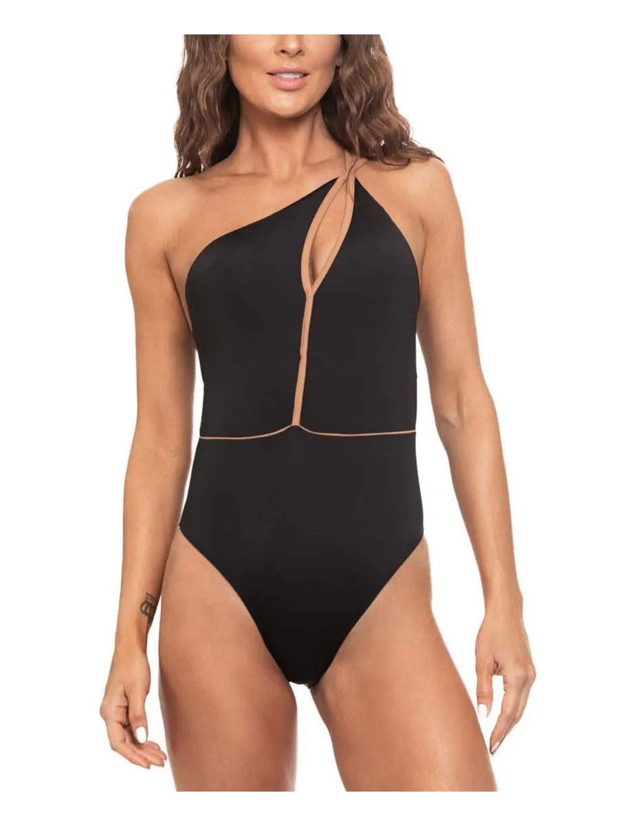 Женский слитный купальник с вырезом на одно плечо Guria Beachwear — изображение 1 из 2, черный