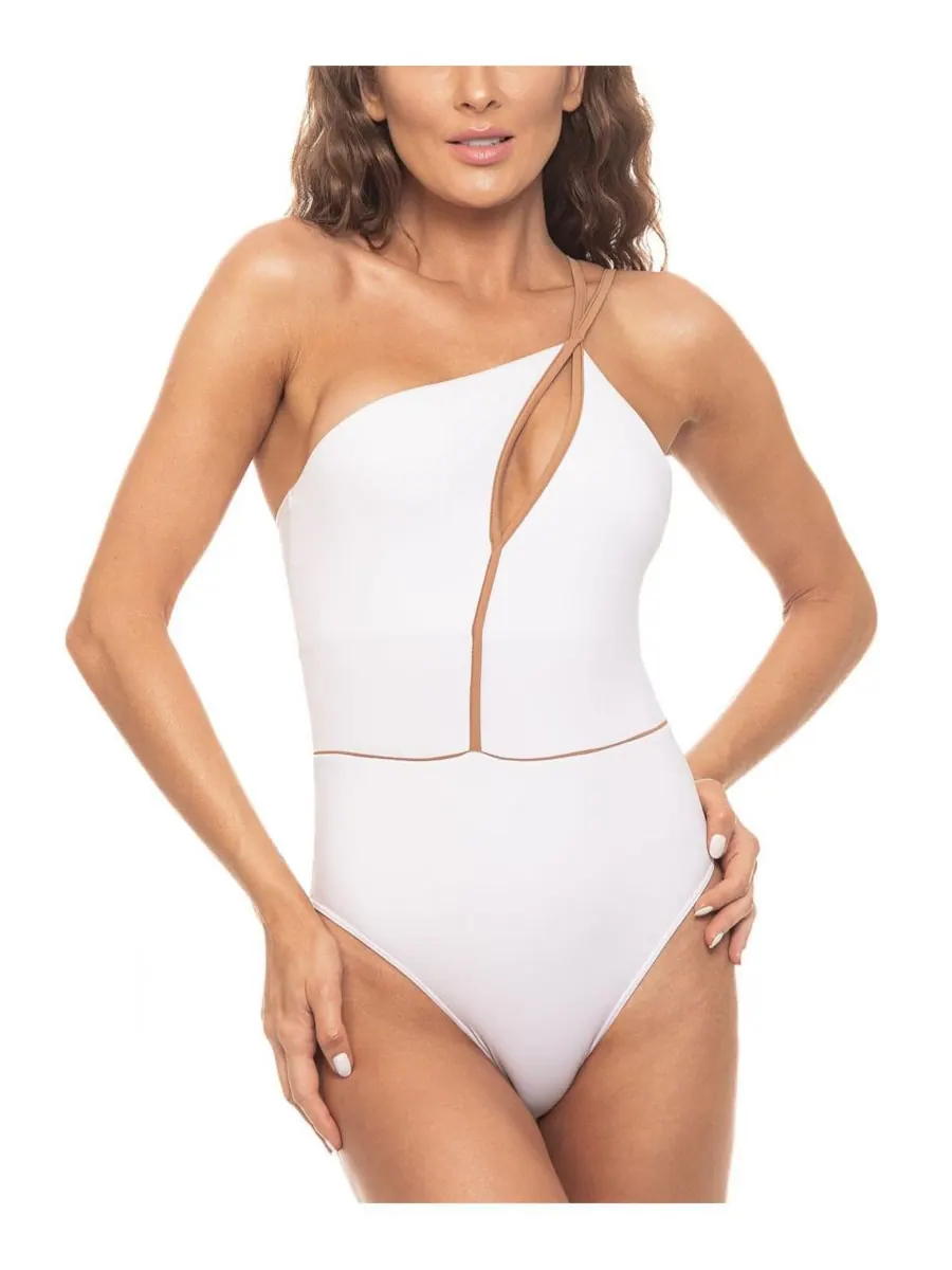 Женский слитный купальник с вырезом на одно плечо Guria Beachwear — белый