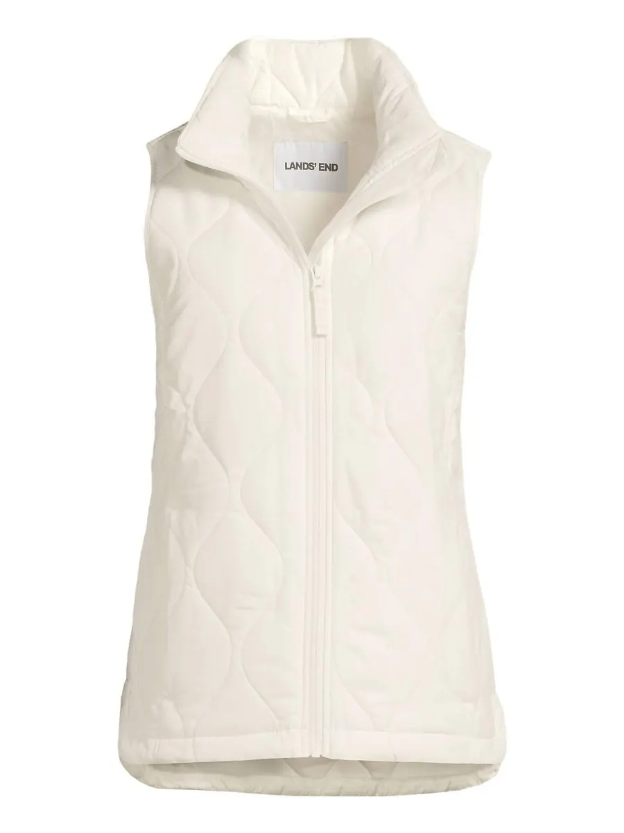 Женский утепленный стеганый жилет FeatherFree Onion для невысоких женщин Lands' End — изображение 3 из 4, белый