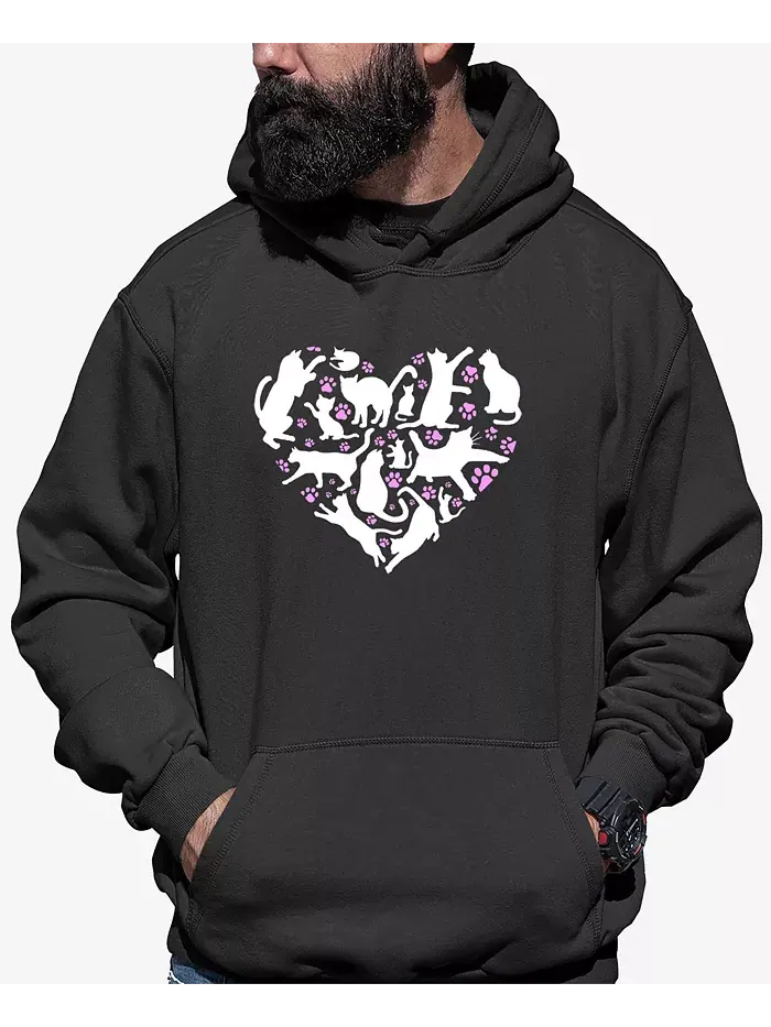 Мужская худи с принтом "Cat Heart Word Art" LA Pop Art — изображение 1 из 2, темный серый