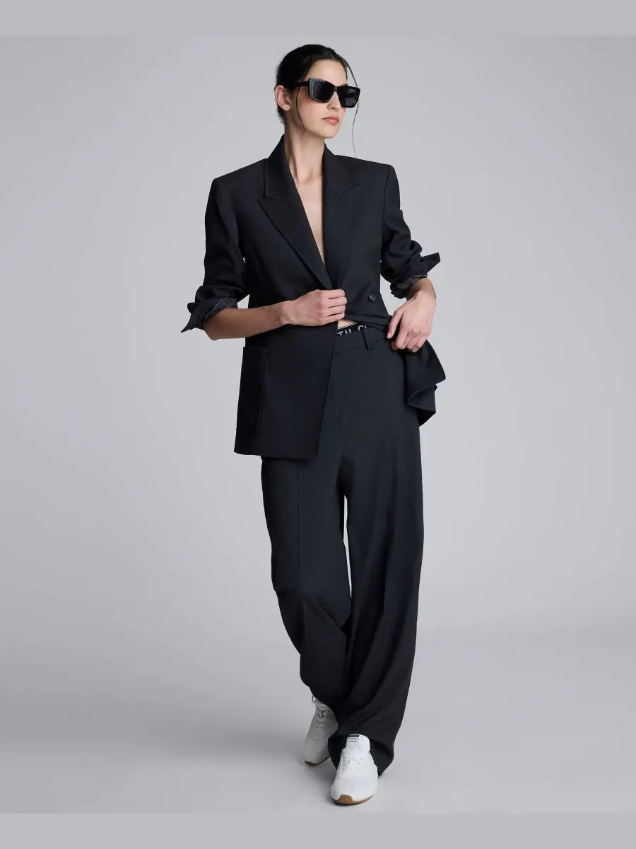 Женские фланелевые брюки с широкими штанинами Kenneth Cole — изображение 4 из 4, темный серый