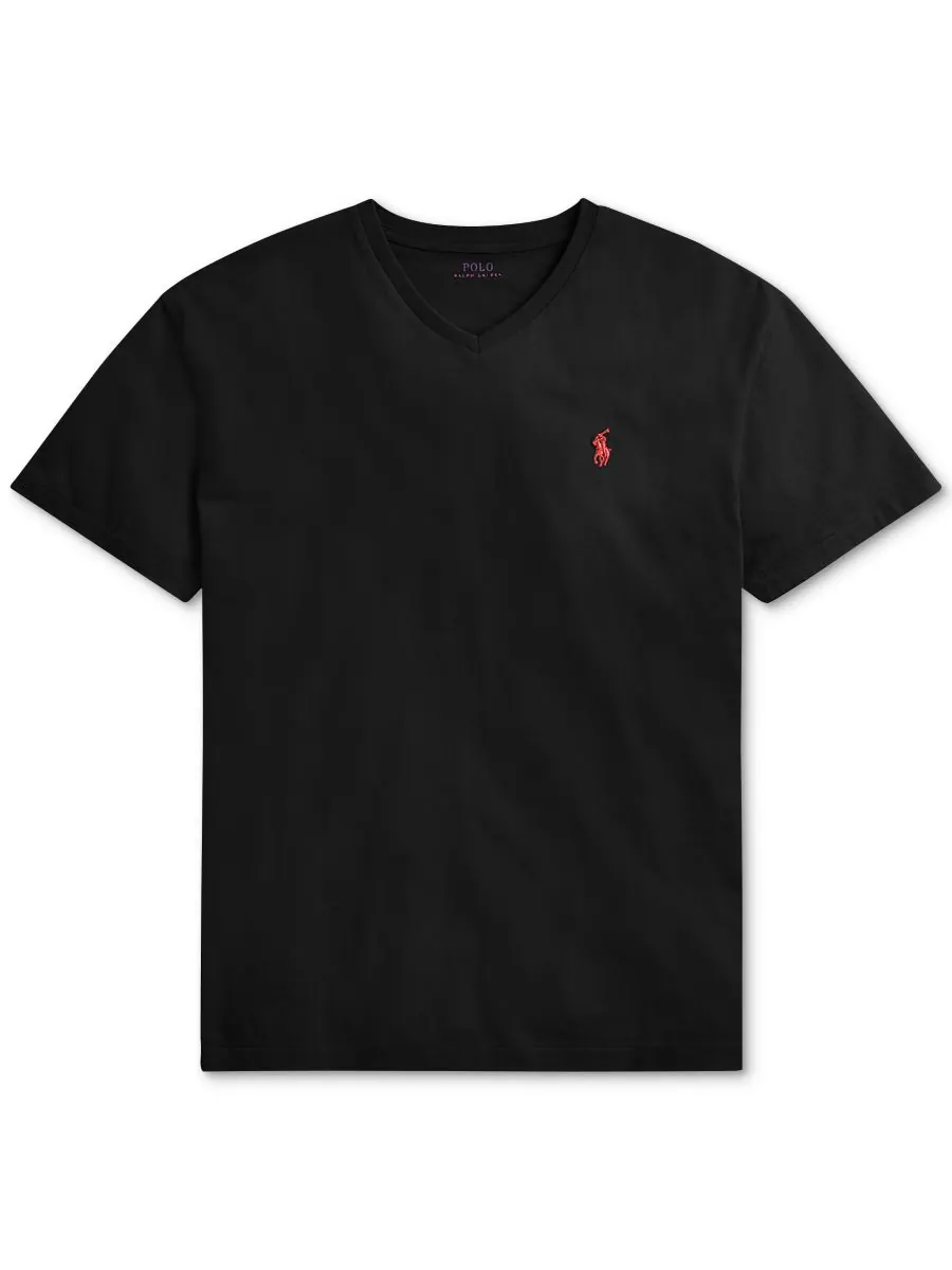 Мужская классическая футболка с V-образным вырезом Polo Ralph Lauren — изображение 5 из 5, черный